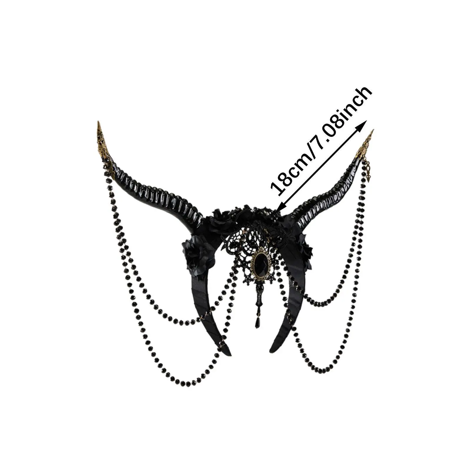ผู้หญิงปีศาจแถบคาดศีรษะผมกอธิคแอนเทลอปอุปกรณ์เสริมคอสเพลย์ยางรัดผมสำหรับคอสเพลย์ที่คาดผมฮาโลวีนแถบคาดศีรษะเครื่องสวมศีรษะ