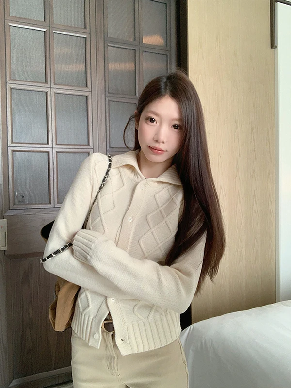 

Ladies Long Sve Knitted Open Cardigan Casual Sle Button up Soft Medium Thiened Netie Autumn Winter Outerwear