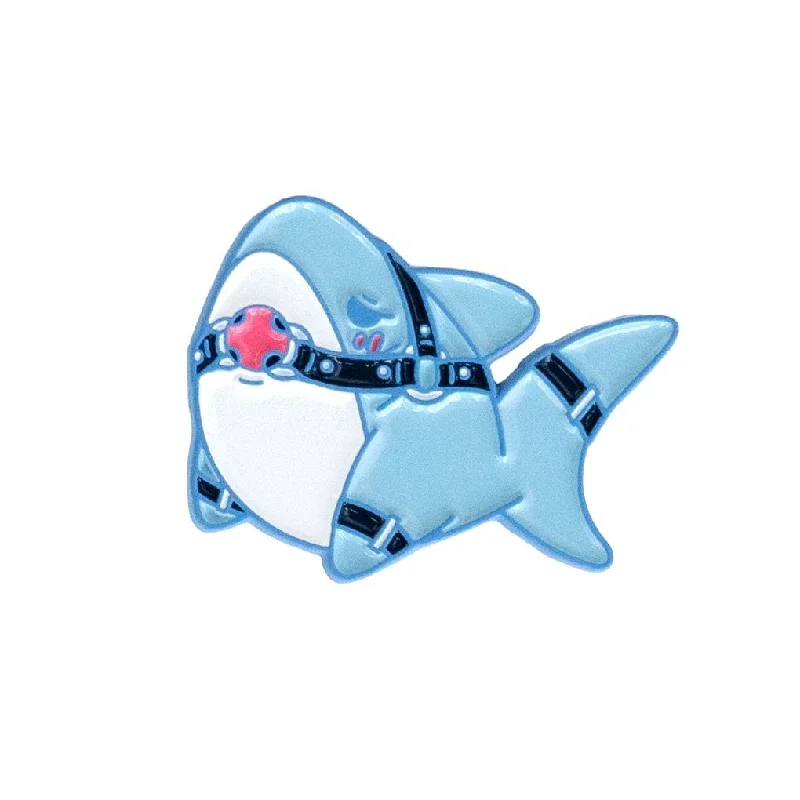 Cute Punk Shark Enamel Pin Alloy Brooch, Kawaii Gothic Animal Lapel Badge For Backpack Jacket Hat, Anime Jewelry Gift For Teens