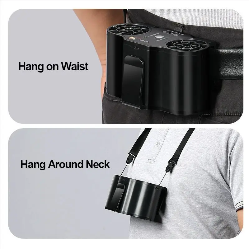2026 New 20000 mAh Waist Fan USB Rechargeable Outdoor Portable Lightweight Summer Labor Cooling Fan