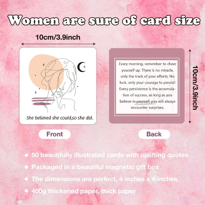 367A 50pieces Empowerment Greeting Cards Positive Affirmation Cards for Women Inspirational Words for Sharing Insights