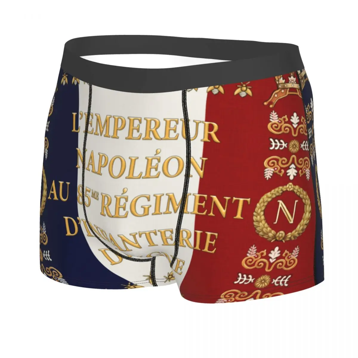 Custom Napoleonic French 85th Regimental Flag Underwear Men Sexy Printed Custom France Fleur De Lis Boxer Shorts Panties