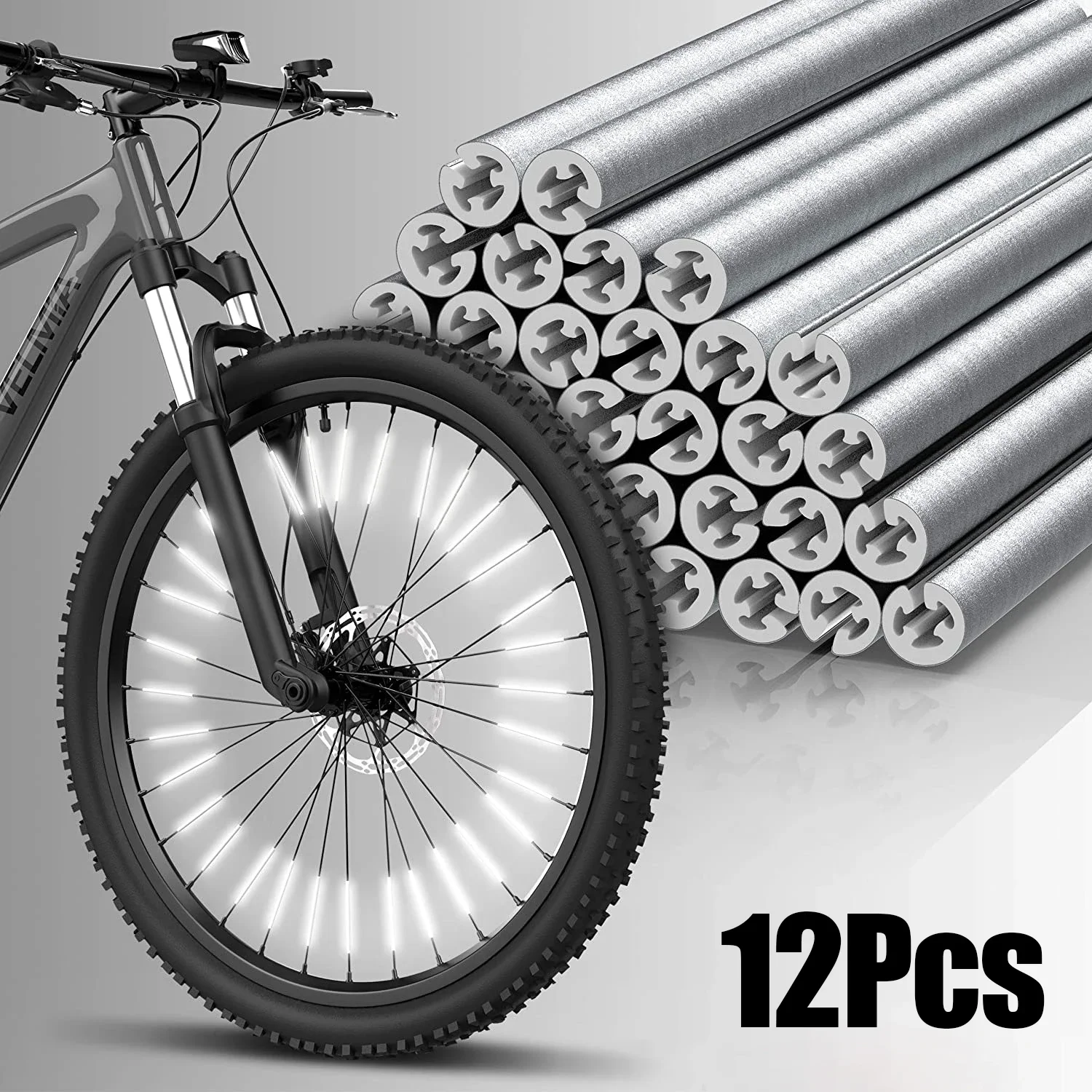 12Pcs Reflective Mount Clip Tube Warning Strip Bicycle Wheel Spoke Reflector Stripe Steel Wire Lamp MTB Bike Reflector Light