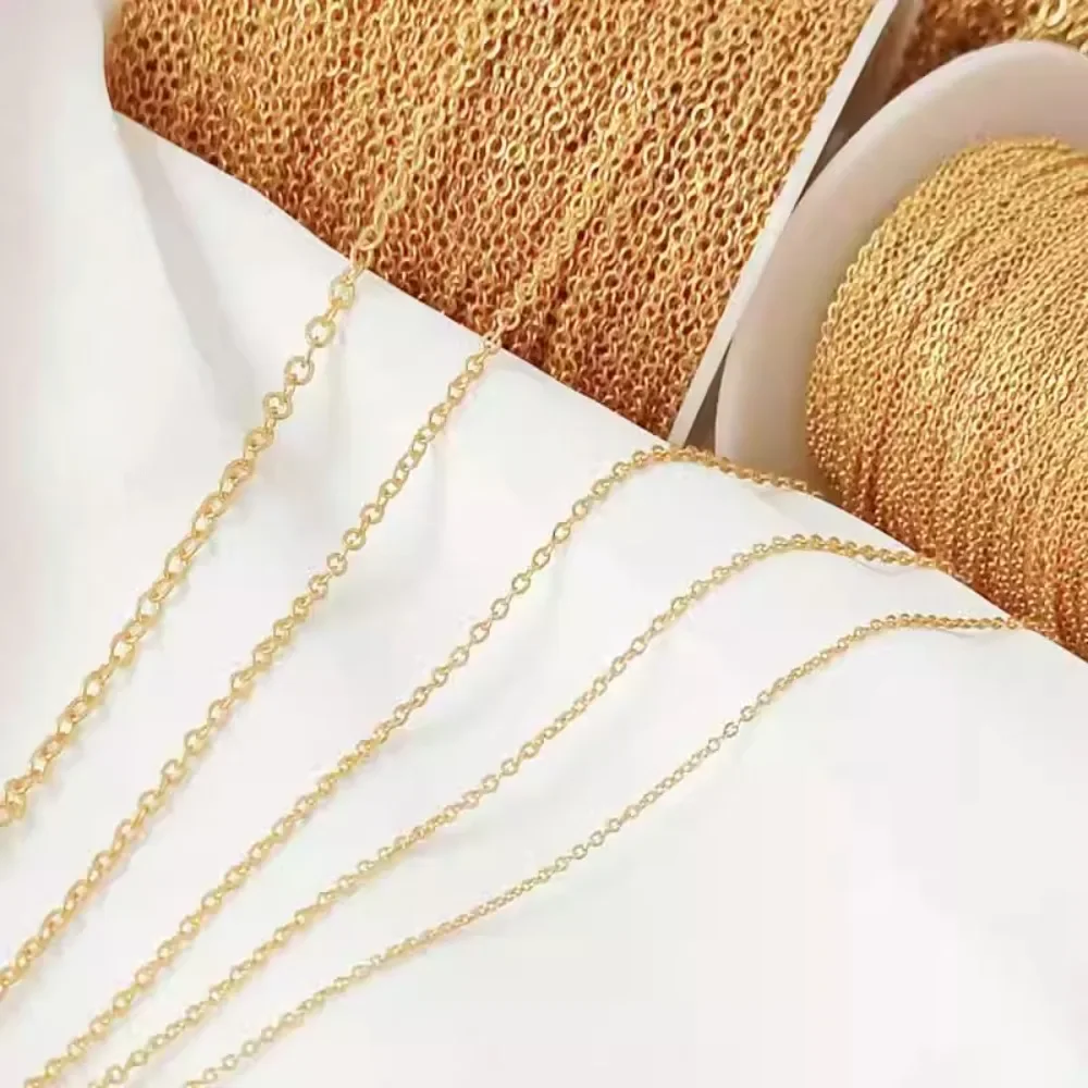 

Золотая плоская 0-цепочка в древнем стиле, полуфабрикат, свободная цепочка, браслет, ожерелье, ювелирные изделия «сделай сам», 0-значная цепочка на ключицу, аксессуары