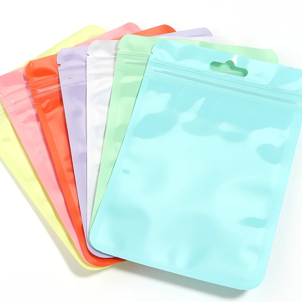 20pcs Colorful PET Self Sealing Bag Resealable Waterproof Storage Bag For Jewelry Product Data Cable Small Object Packaging Bag