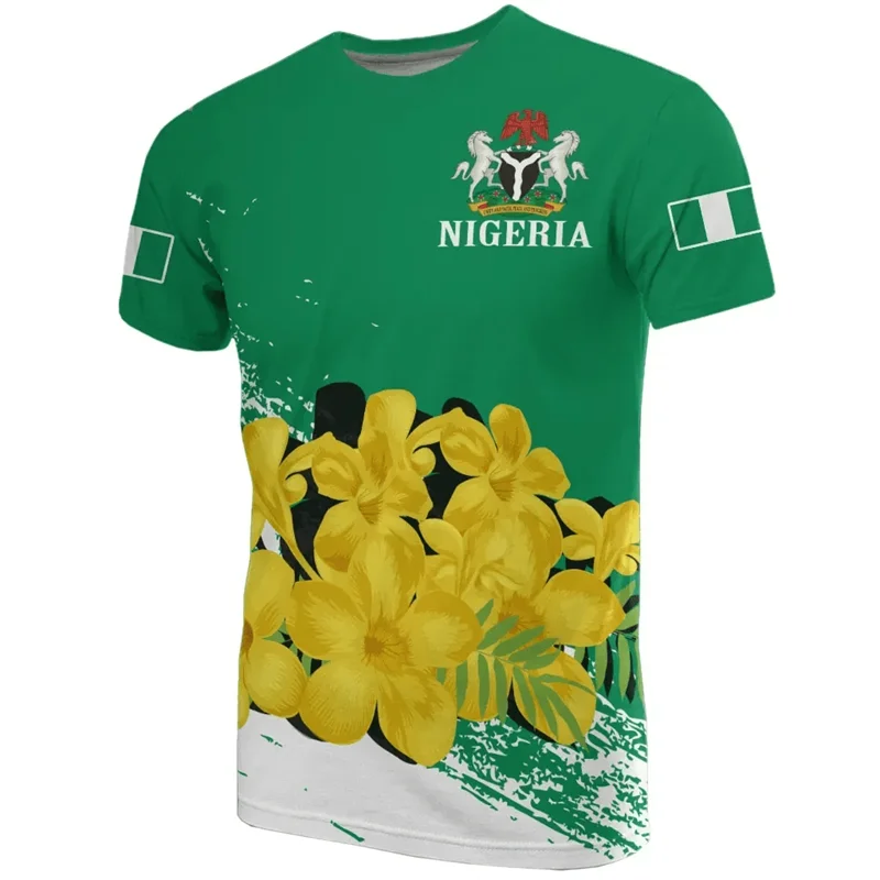 Nigeria Coat Of Arms T-shirt For Men Summer 3D Printed Oversized T Shirt Casual Tops Street Sports Short Sleeved Round Neck Tees