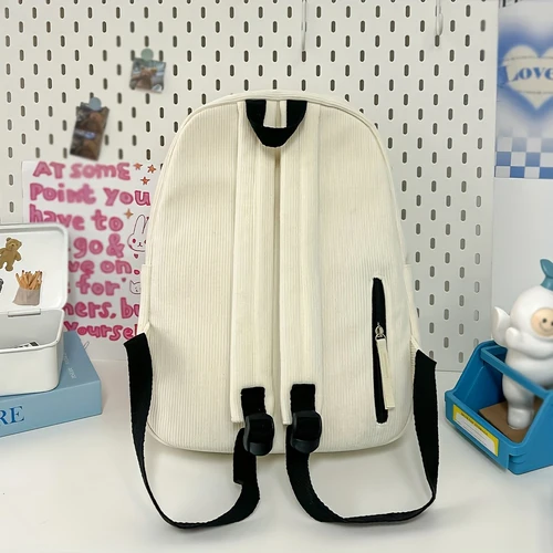 Imagen 2 del producto Mochila de estilo japonés de pana ligera y versátil de gran capacidad para niñas, mochila con lazo bonita y de alta apariencia