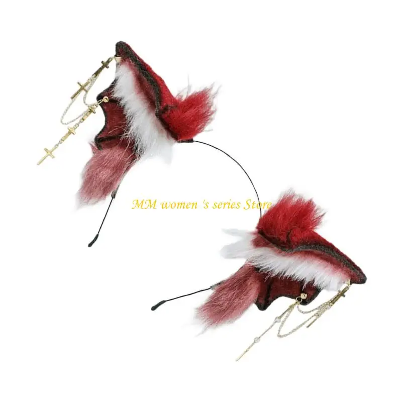 Q39C Adjustable Bloodsucker Bats Wing Hairband Gothicism Anime Character Headpiece for Role Playing Make Up Parties Gifts