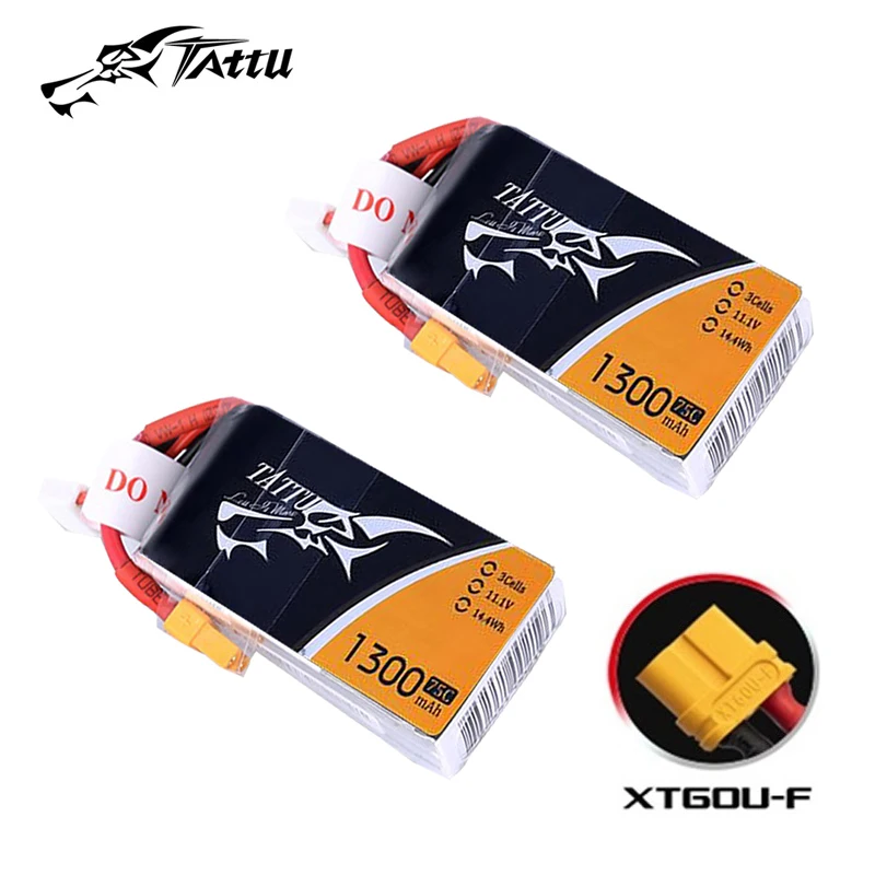 Original TATTU 1300mAh 75C 11.1V Lipo Battery For RC Helicopter Quadcopter FPV Racing Drone Parts With XT60 Plug 3S Battery