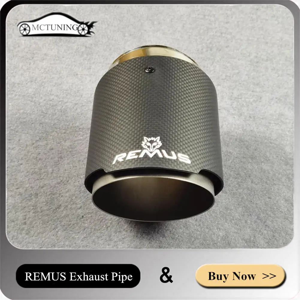 Rear Tail Throat REMUS Exhaust Pipe Car Universal Frosted Matte Black Muffler Tip Stainless Steel Carbon Fiber Tailpipe Nozzles