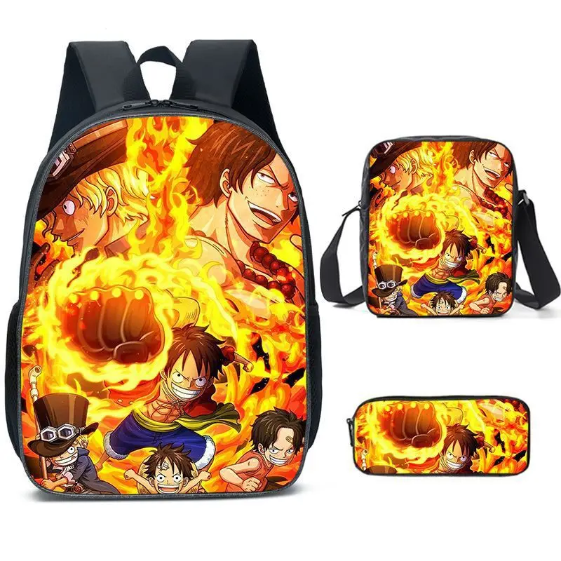 One Piece Backpack For Primary And Secondary School Students Cartoon Backpack With Shoulder Bag And Pencil Case Three Piece Set