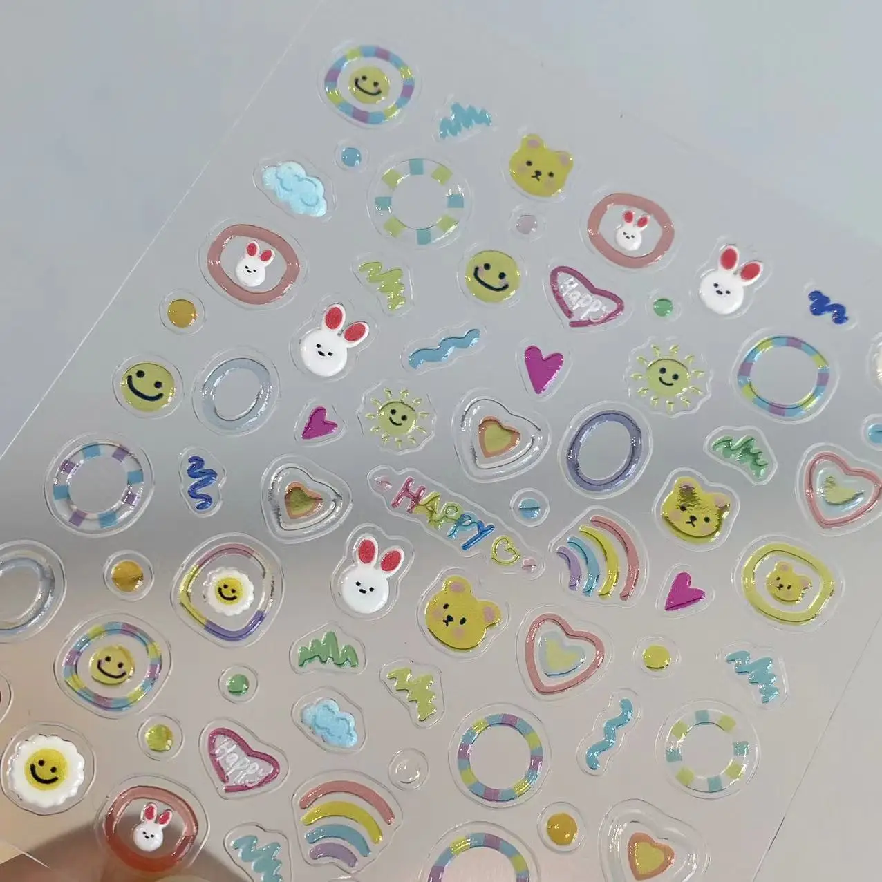 Autocollants de manucure en gelée tridimensionnelle mignons, décorations pour Nail Art, autocollants pour Nail Art