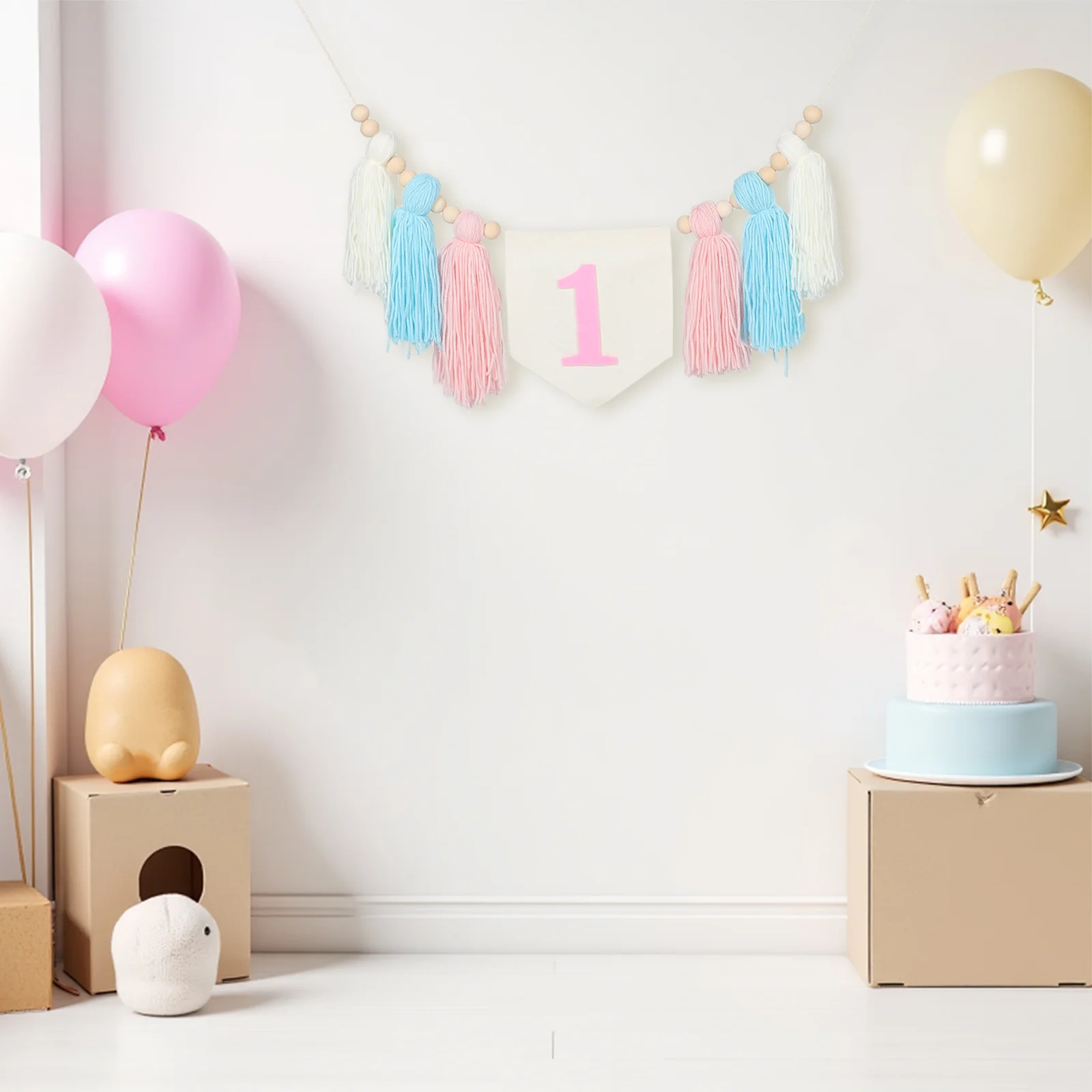

1pcs Tassel Banner Boho Beaded High Chair Decoration First Birthday Party Kids Girl Happy 1St Garland Birthday Decorations