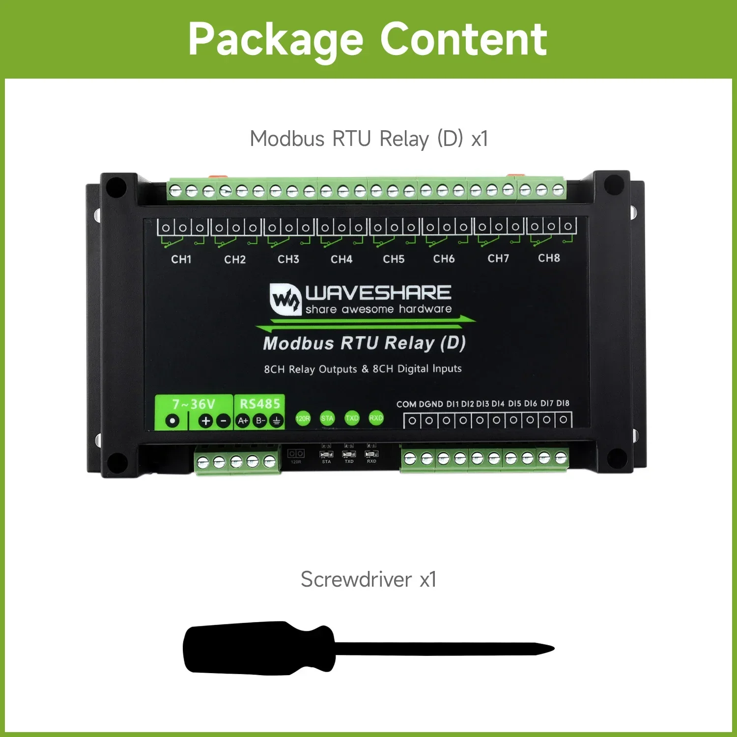 Imagem -06 - Módulo de Relé Industrial Modbus Rtu de Canais d Waveshare com Entrada Digital e Rs485 Protocolo Modbus Rtu Análise de Hardware