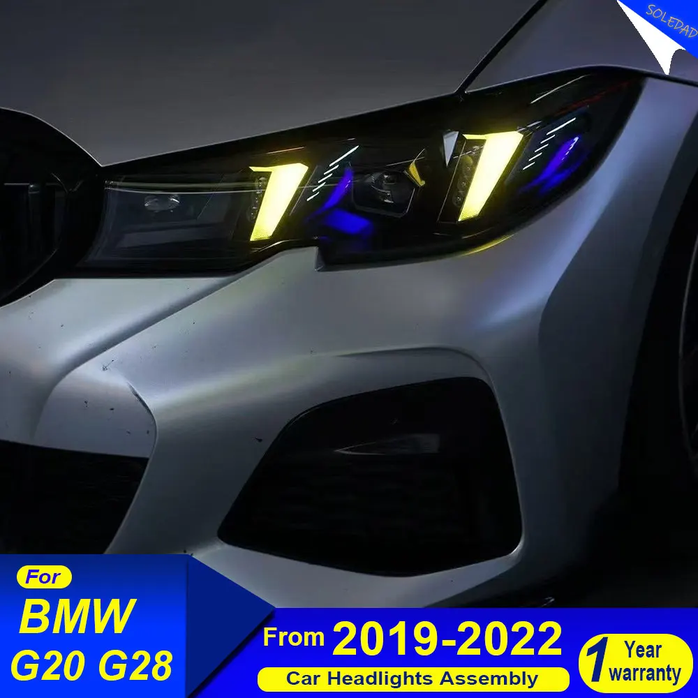 

Автомобильные полностью светодиодные фары для BMW G20 G28, светодиодные фары 2019-2022, фары DRL, указатель поворота, дальний свет, линза проектора «ангельский глаз»