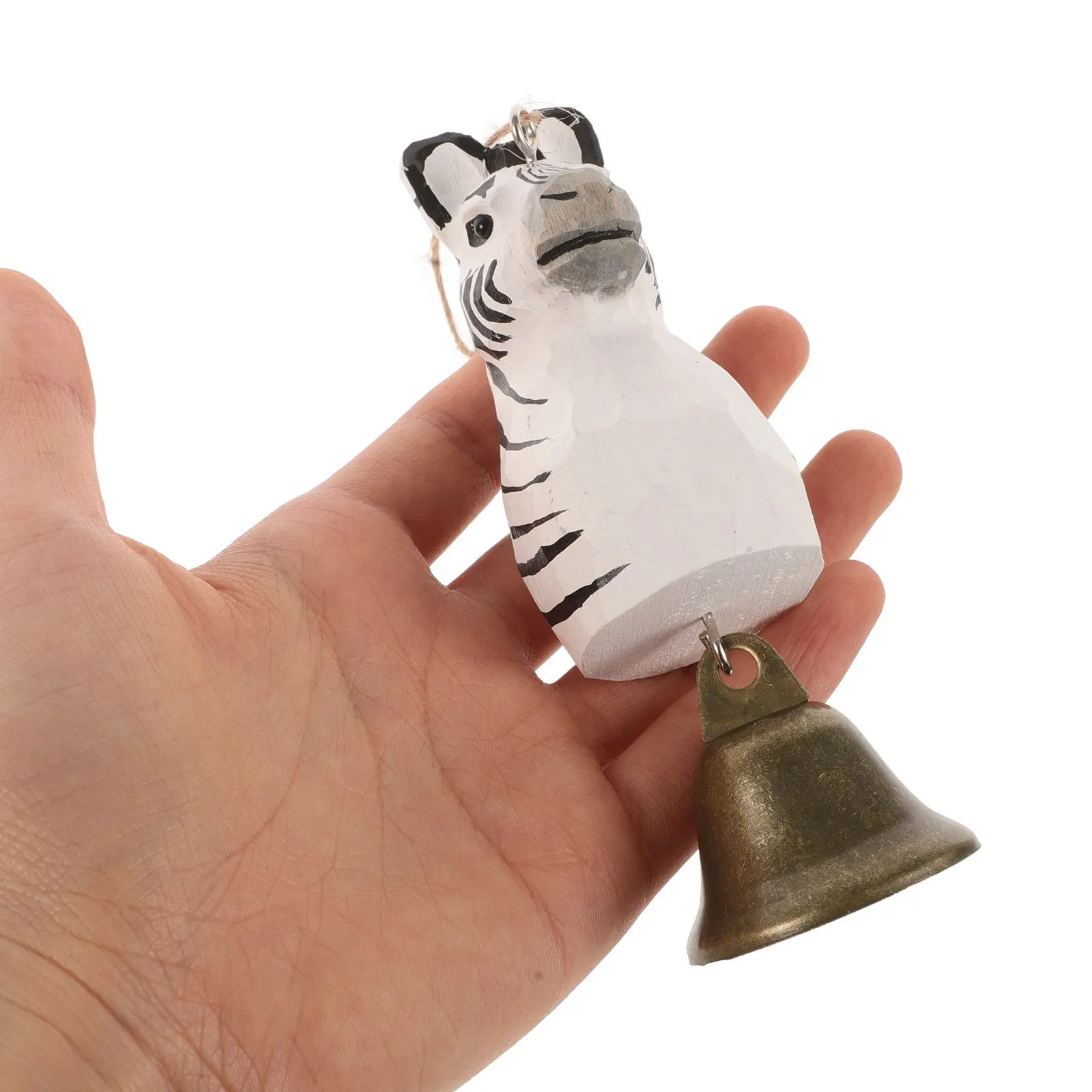 Handcrafted Wooden Zebra Bell Hanger Nature Chime Pendant for Camping Hiking Trekking Motorcycle Bike Backpack Outdoor Adventure