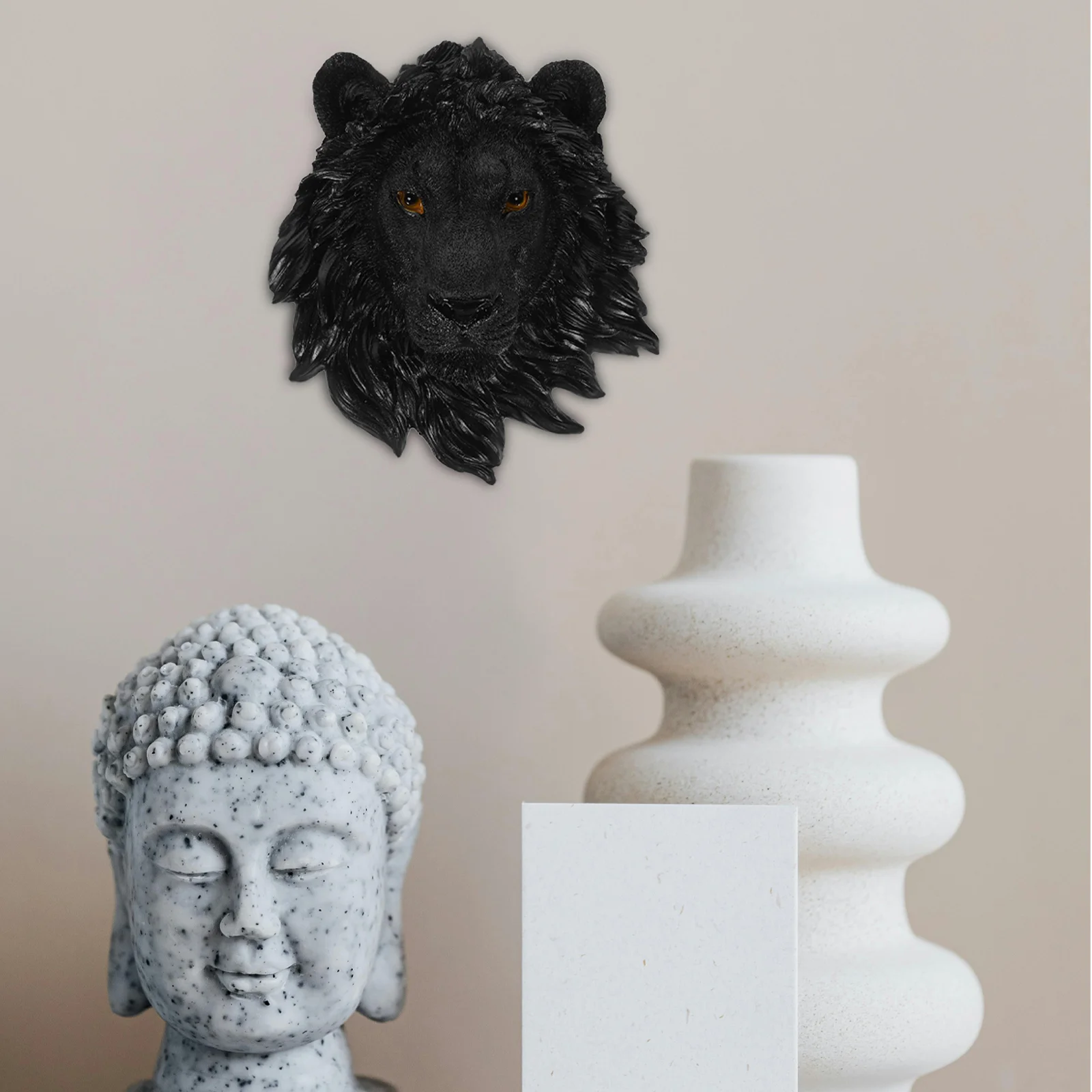 Lion Head Decoration Living Room Wall Animal Fret Sculpture Hanging Costume Headband Decors The Cow