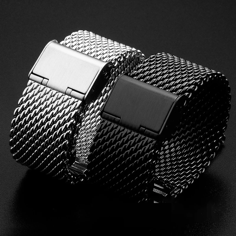 18mm 20mm 22mm 24mm Stainless Steel Strap Milanese Mesh Belt 1.0 Watch Band Bracelet Accessories Wristband Replacement Universal