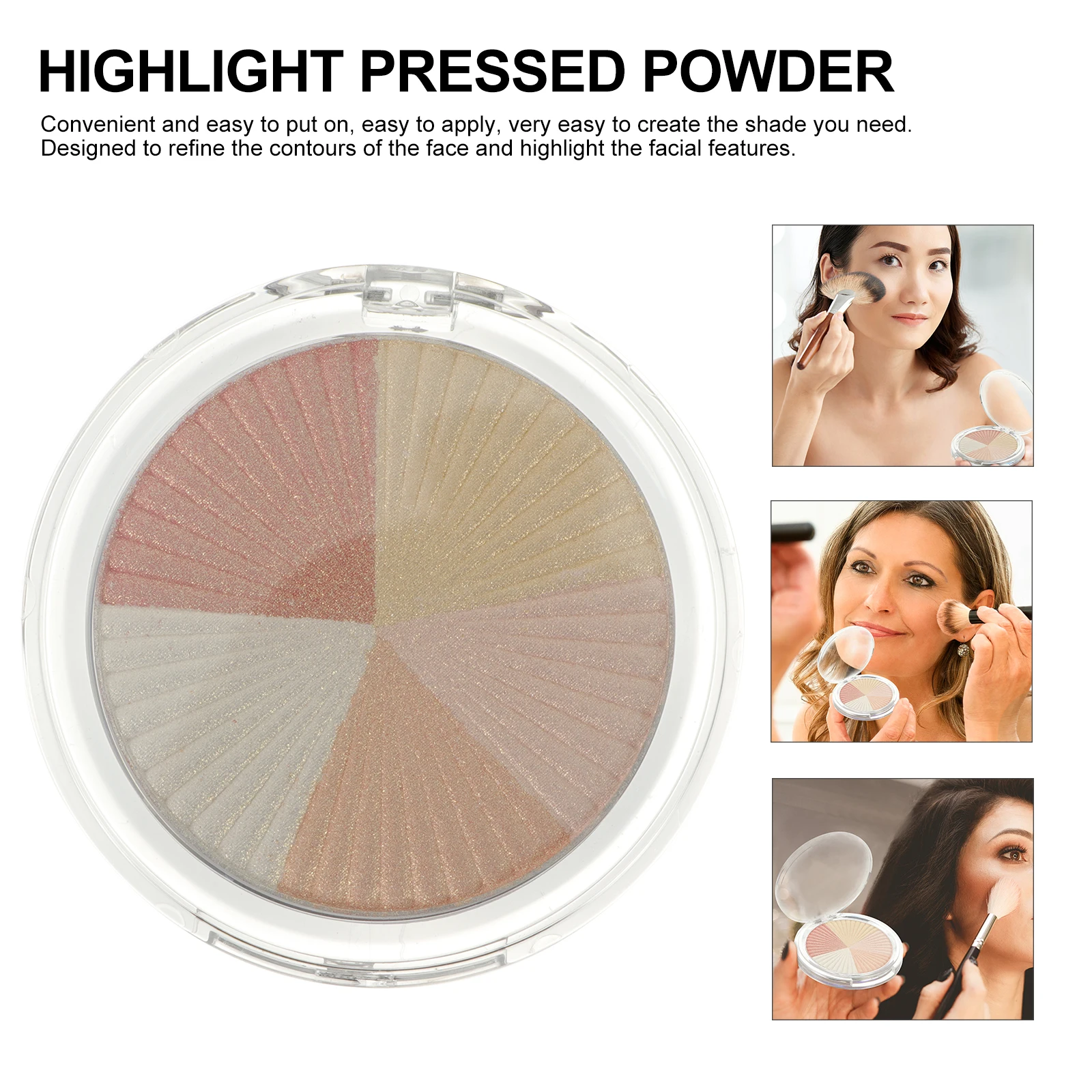 Highlight Pressed Powder Face Makeup Shimmer Brightening Neutral Multi color Mixing Easy to Apply Women Foundation