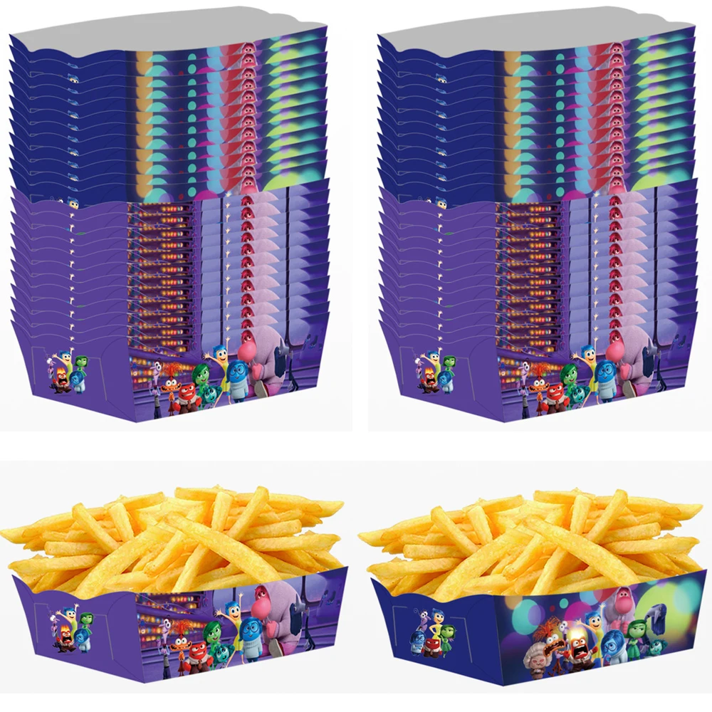 Disney 12pcs Inside Out French fries Box Food Serving Trays Candy Snack Inside Out 2 Popcorn Box Kid Birthday Party Supplie Gift