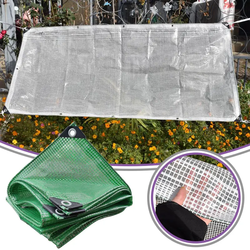 

0.3mm Transparent Grid Rainproof Cloth ，PE Tarpaulin Balcony Plant Cover Pergolas Garden Furniture Rainproof Shade Plant Tarp