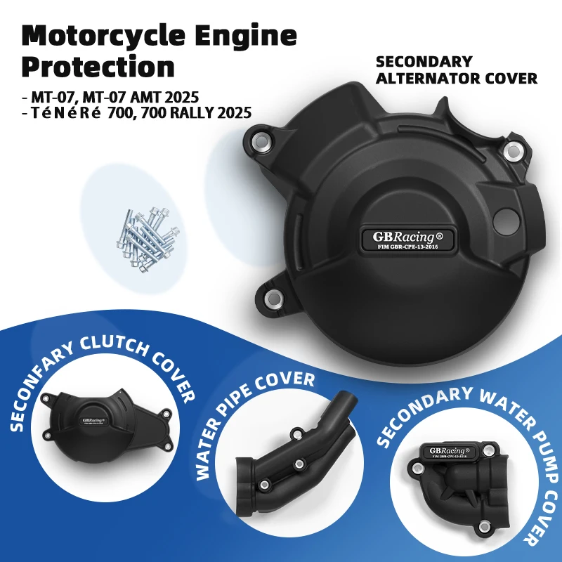 accessori moto GBRacing Secondary Cover + Clutch Cover – Engine Protection Set Tailored 2025 For Yamaha MT-07/Ténéré 700 Series