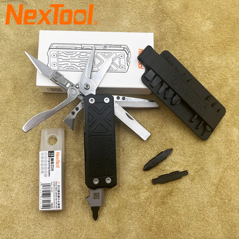 NexTool E1 Pocket Multi Tool 10 in 1 EDC Strumenti multifunzionali Coltello da intaglio sostituibile Forbici pieghevoli Cacciavite Raschietto
