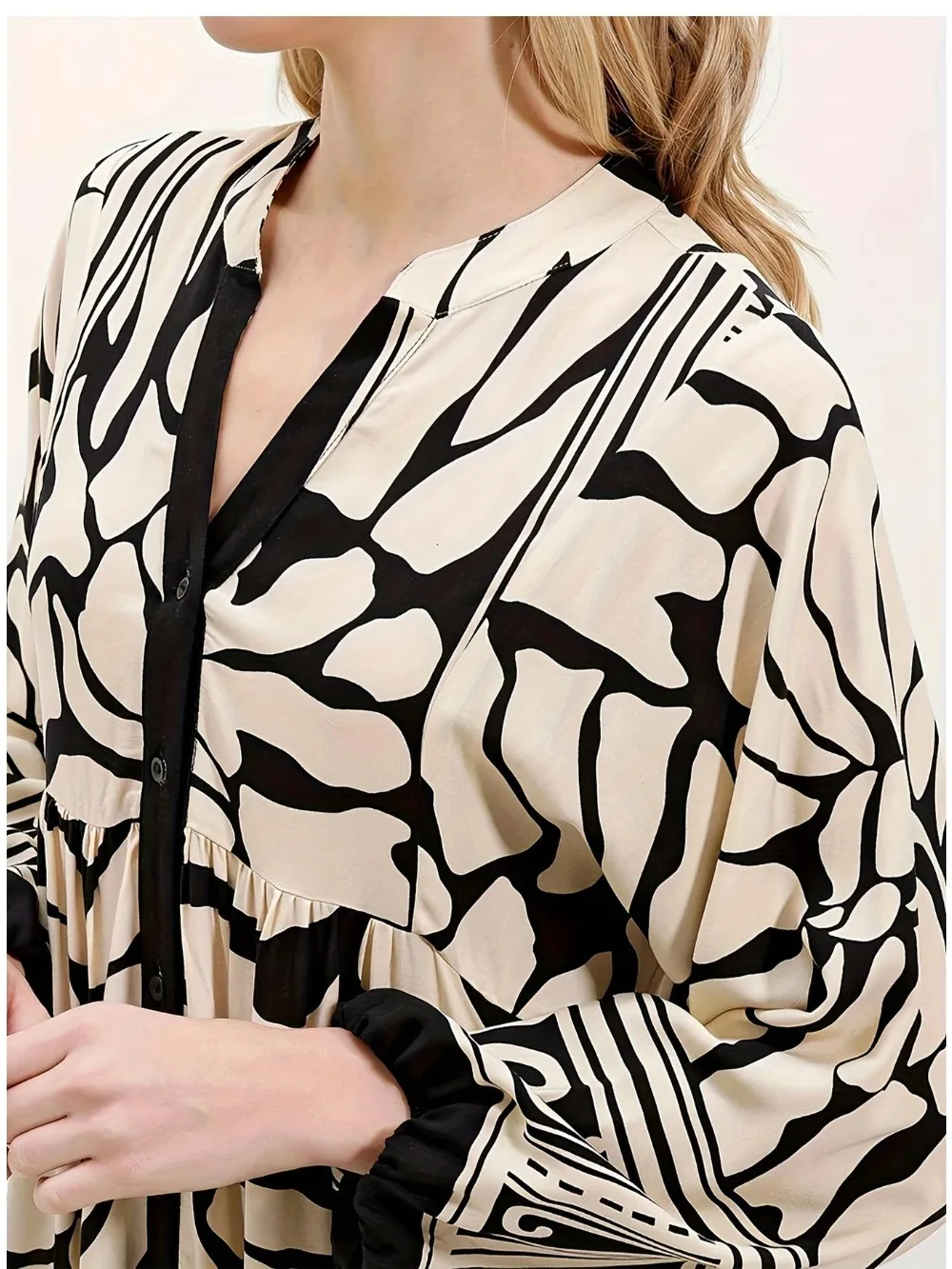 Eid Frauen Kleid Muslimischen Herbst Druck V-ausschnitt Abaya Dubai Vestidos Largos Lange Kleider Arabischen Robe Party Kaftan Jalabiya Ramadan