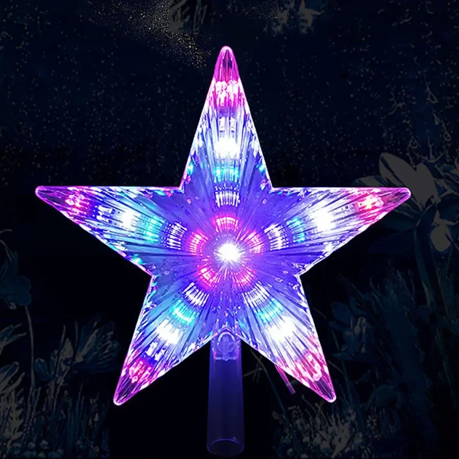 

Christmas Tree Topper Star Light Fairy Light Garland Plug-in Clear Five-Pointed Star Topper Decor Lamp For Office Holiday Party