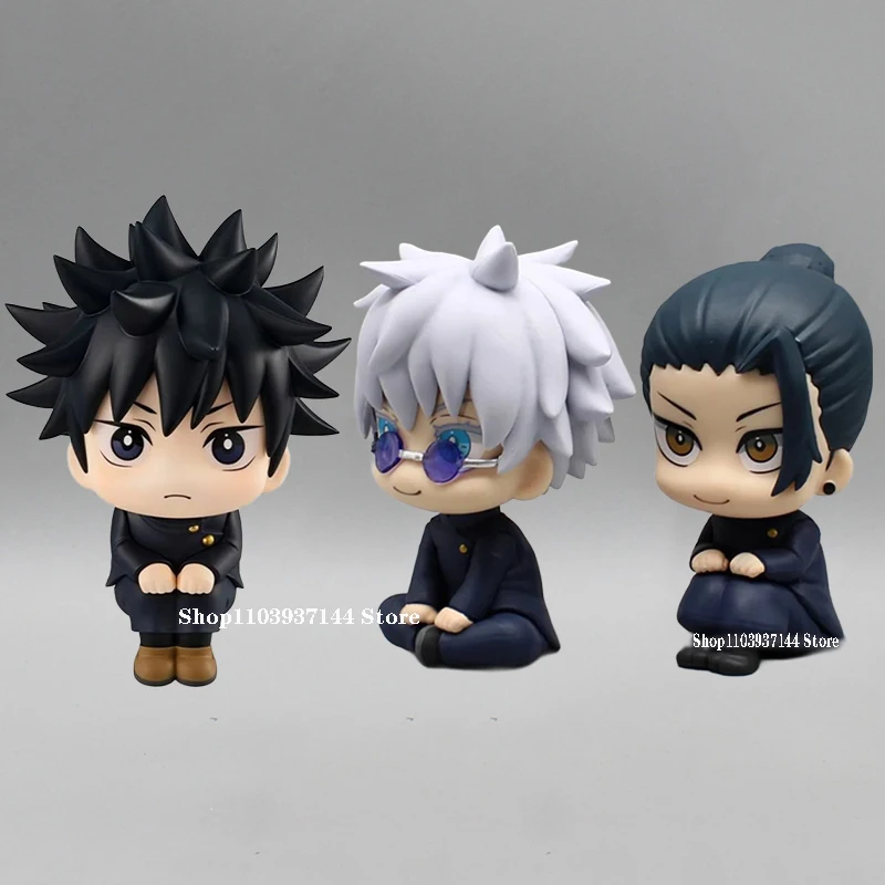 10cm Kawaii Geto Suguru Figure Jujutsu Kaisen Megumi Mini Dolls Sitting Satoru Gojo Action Figure Q Version Christmas Gift Toys