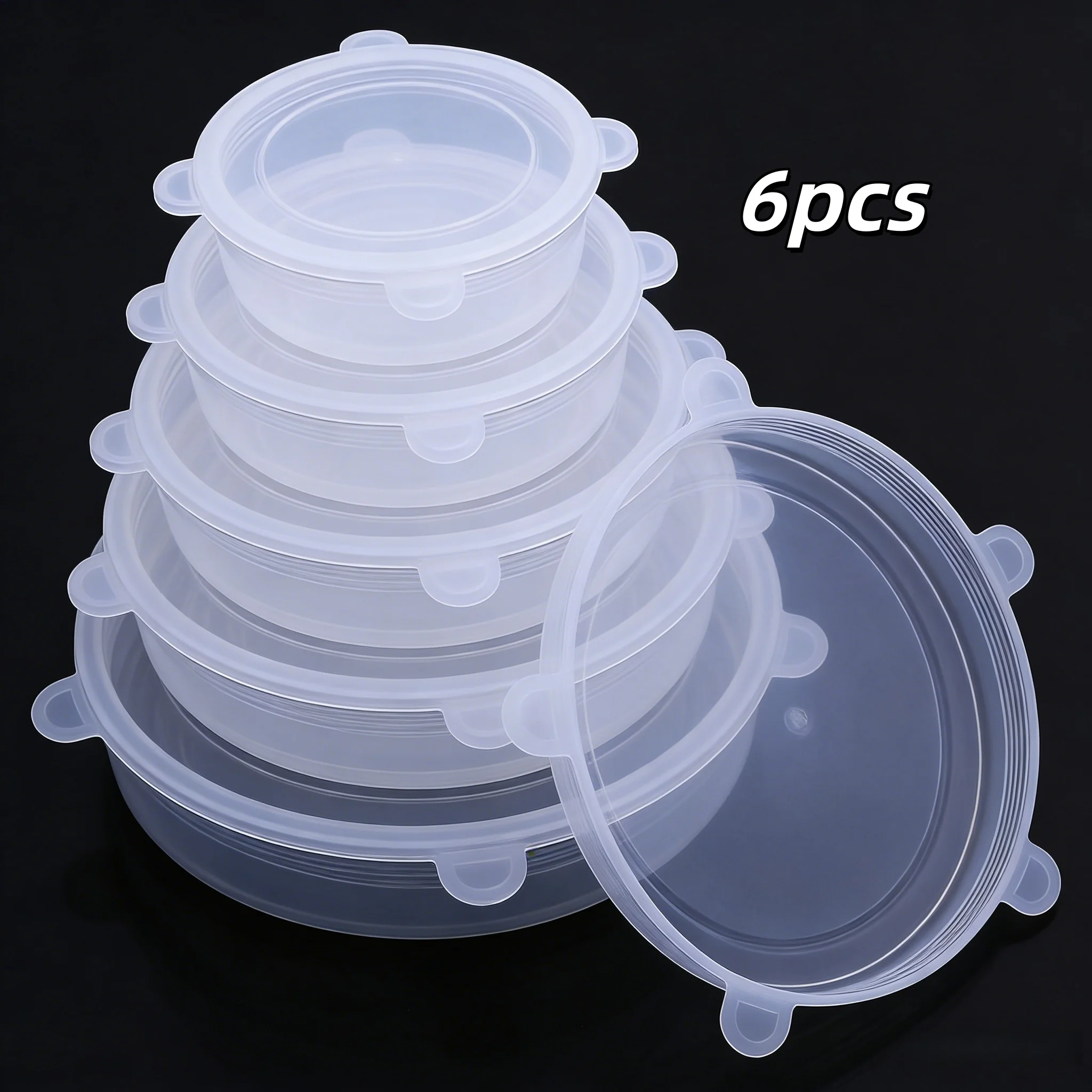 

6-Piece Elastic Silicone Bowl Covers – Reusable Food Storage Lids with Flexible Fit for Different Dish Sizes, Dishwasher Safe