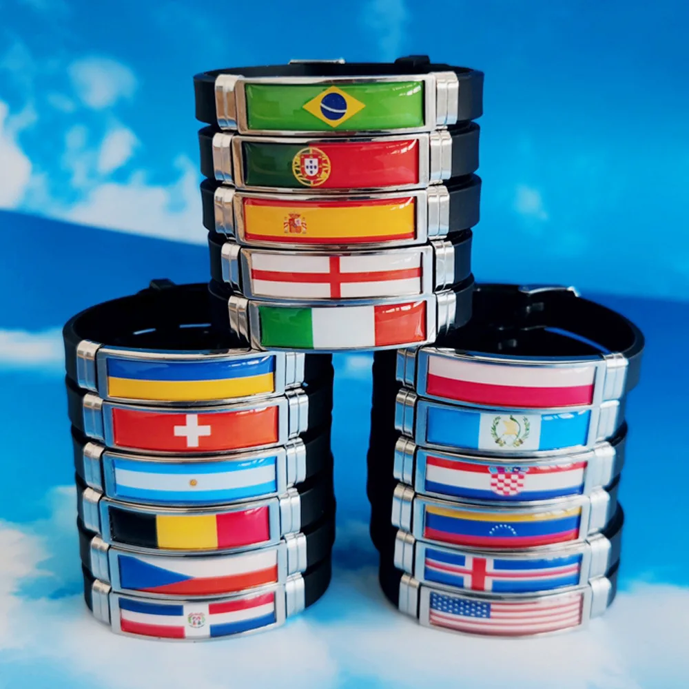 2024 Flag Bracelet Men Brazil Spain Portugal Venezuela Germany France Poland Canada Italy Leather Bracelets Game Bangles Gift