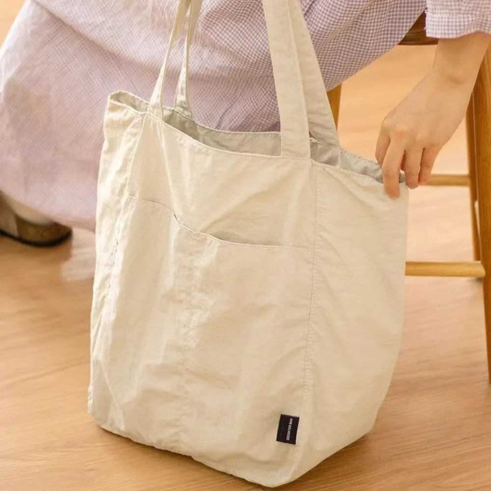 Portable Nylon Shoulder Bag Solid Color Large Capacity Handbag Tote Bags Lightweight Female Satchels Women Girl