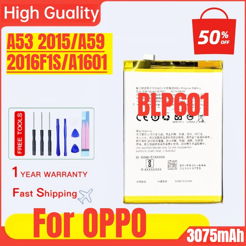 

BLP601 for OPPO A53 2015/A59 2016F1S/A1601 Mobile Phone Battery High Capacity Battery Replacement Bateria with Tools