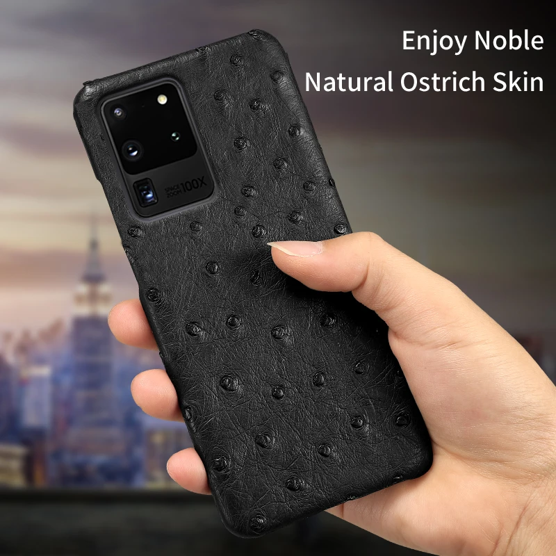 Luxury Genuine Leather Ostrich phone case for samsung s20 ultra s21 plus galaxy a50 a51 a71 s10 s9 brand new original cover