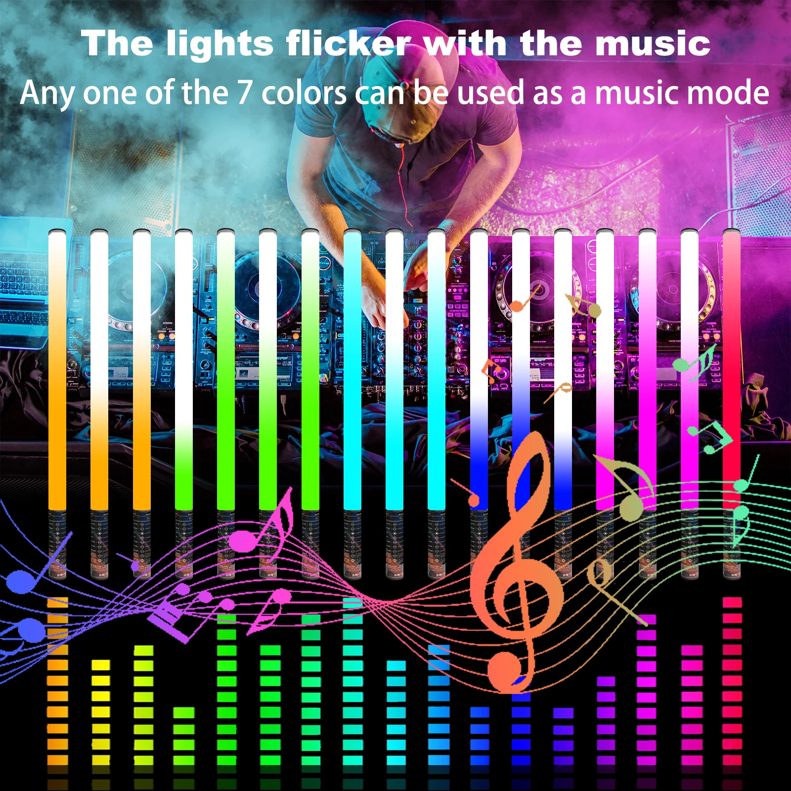 2PCS RGB Mood Light LED Stick 85cm Colorful Atmosphere Lights Photography Background Lamp for Youtube Bar Christmas Party Decor.