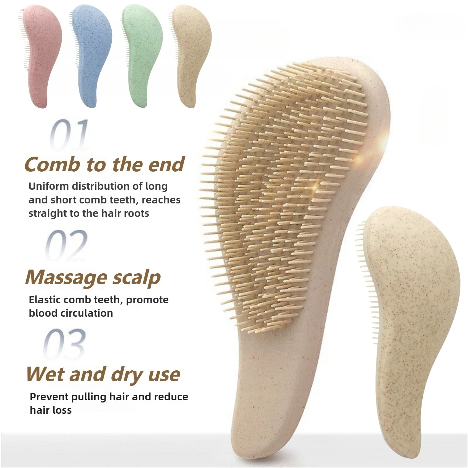 

1 шт., волшебная щетка для распутывания волос, мягкая пшеничная солома, массажная расческа для кожи головы, антистатическая, нежная щетка для ухода за волосами, инструменты для укладки волос в салоне
