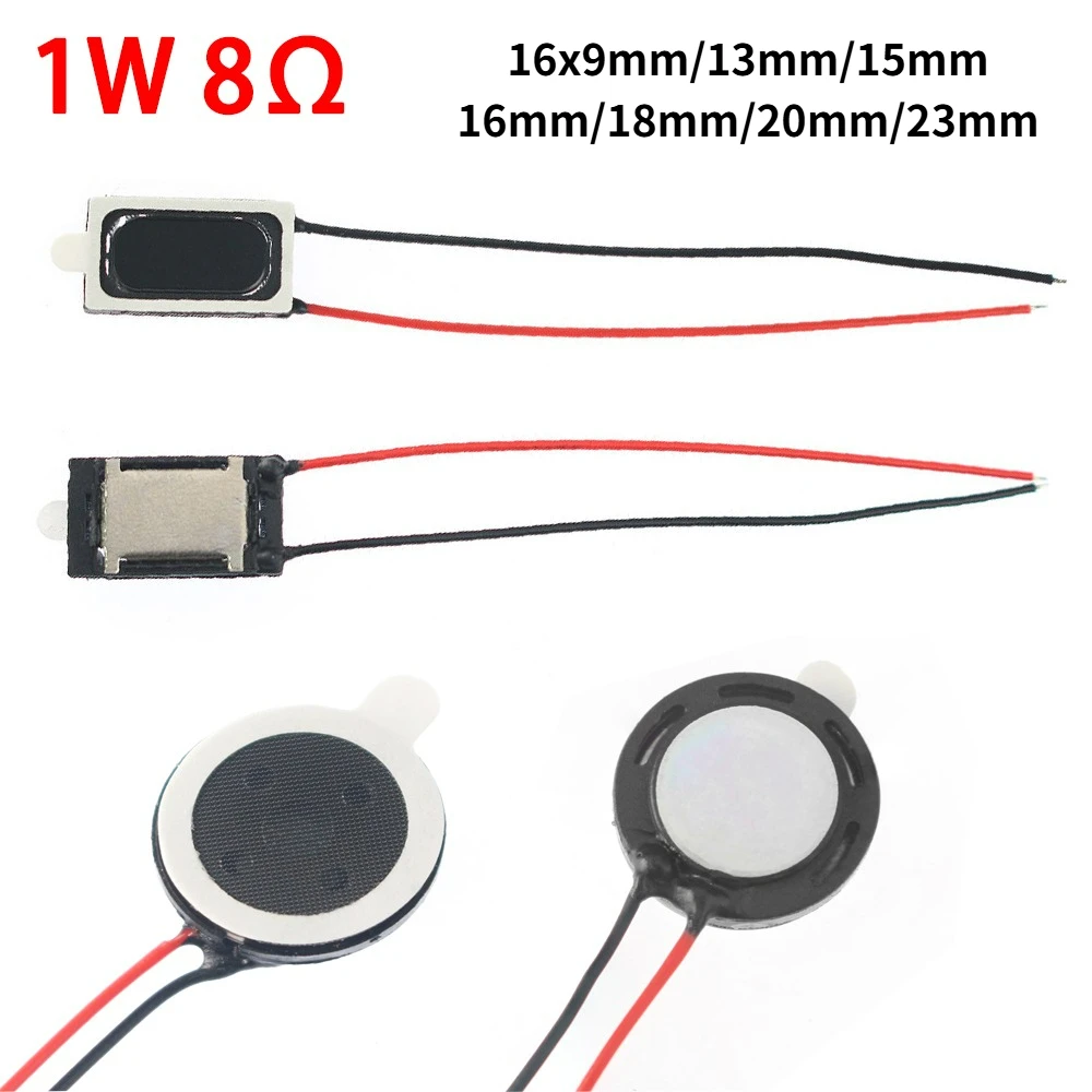 5PCS 1609 8Ohm 1W Speakers 13-23mm Small Voice Horn Internal Magnetic Loudspeaker with Wire , for Arduino Projects