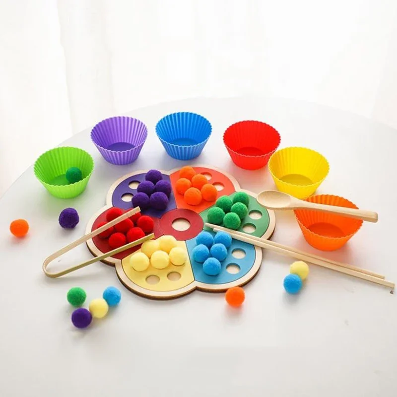 Brinquedo montessori de madeira, formato de flor, placa arco-íris, crianças, habilidade motora fina, brinquedo educacional, classificação de cores do bebê, brinquedo sensorial, presente para crianças