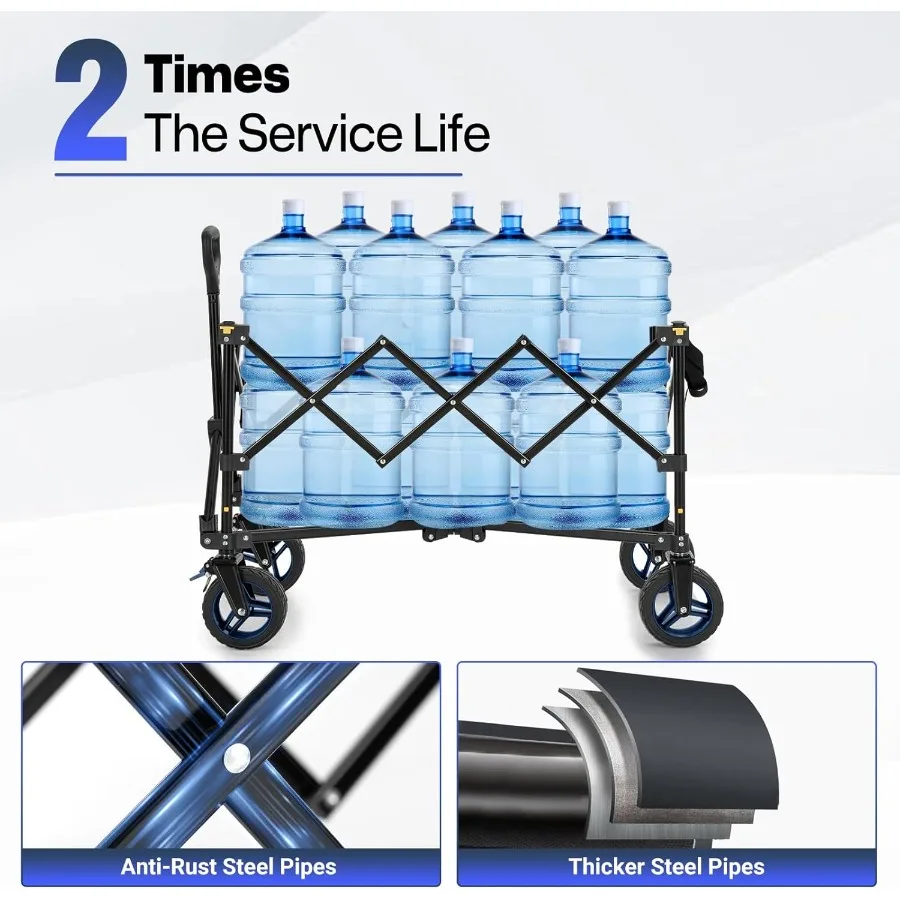 Chariot pliable ultracomact avec capacité de 200 L et roues tout-Terrain pour un usage extérieur portable Idéal pour les voyages à la plage Gro