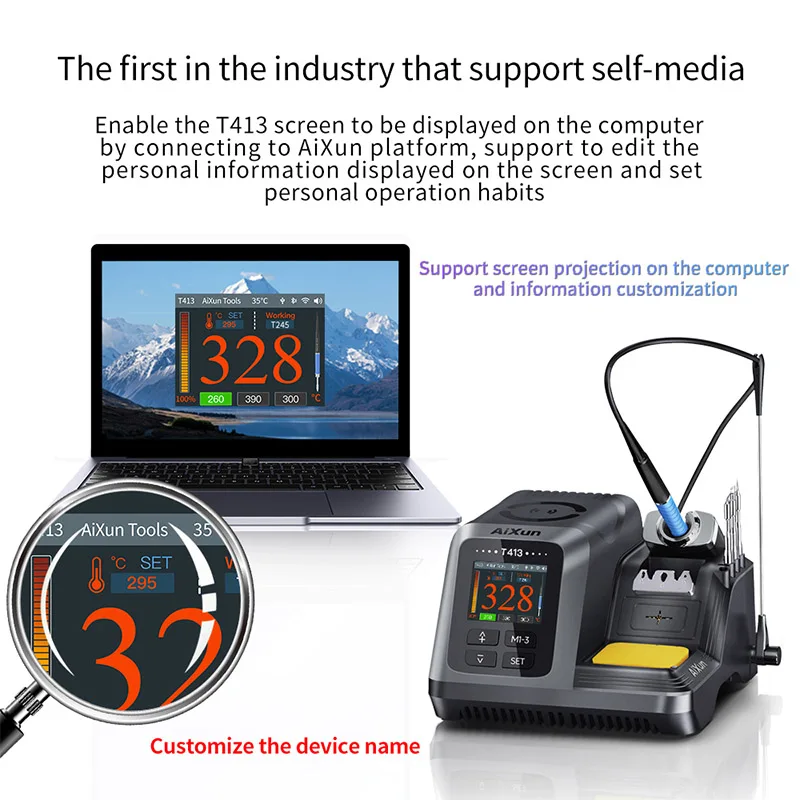 AIXUN T413 200W Integrated Intelligent Precision Soldering Station Compatible T245/T225 Handle for Welding PCB Repair