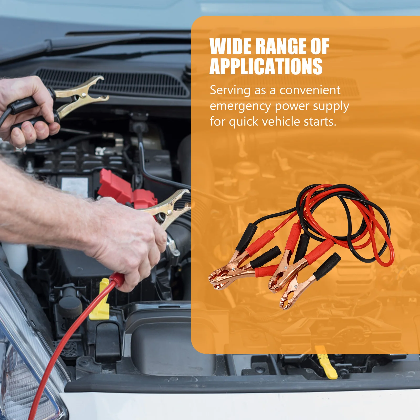 

2Pcs Copper Jumper Cables Clips Reliable Car Electrical Devices Stable Current Output Emergency Starter Clamp