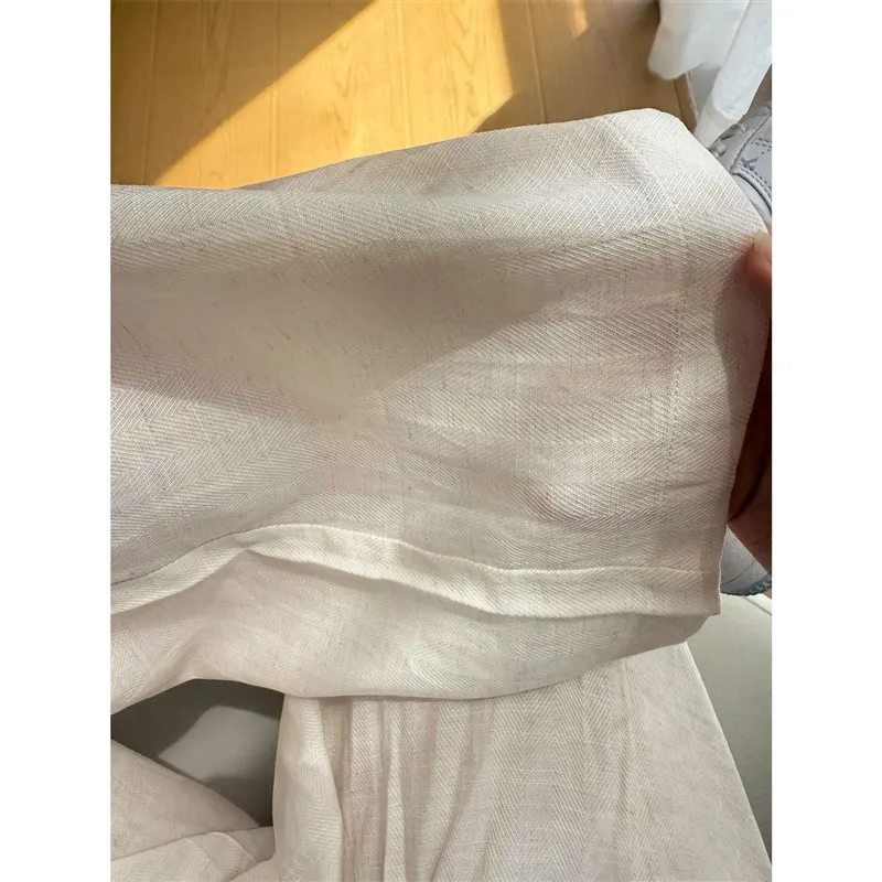 

High Waist Cotton Linen Wide Leg Pants Women's Summer Thin Straight Casual Trousers Loose Slimming for Pear aped Body