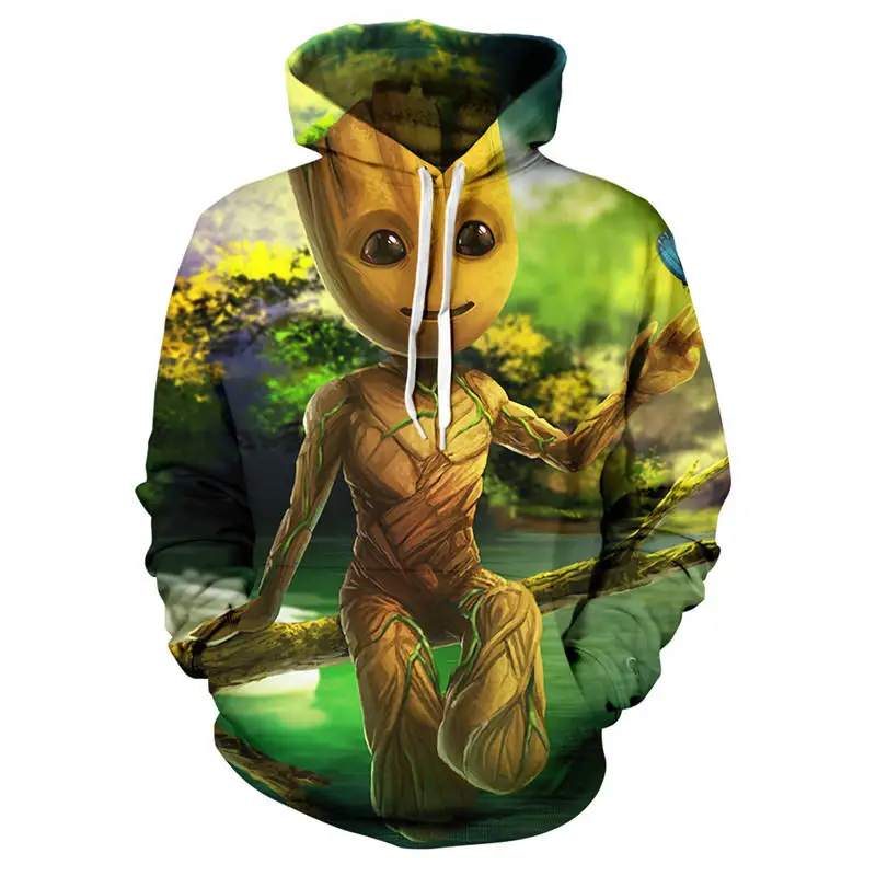 Miniso Guardians Of The Galaxy Hoodies Cartoon Anime Groot 3D Print Men Women Fashion Oversized Sweatshirts Hoodie Kids