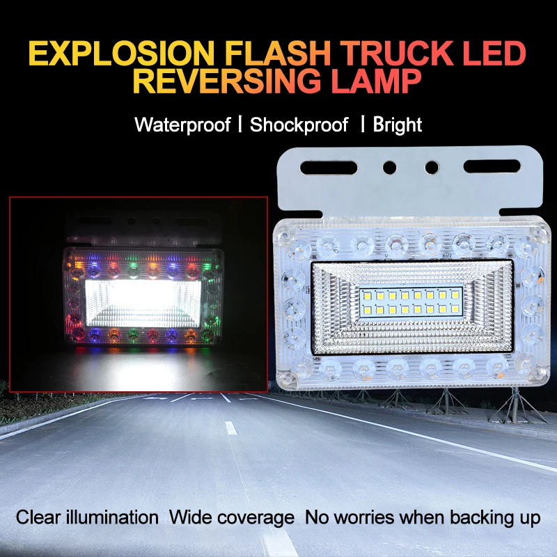 24V Truck Reversing LED Warning Light Luces Led Para Vehiculos 7 Colour Flash Warning Light  Taillight Voiture Accessories