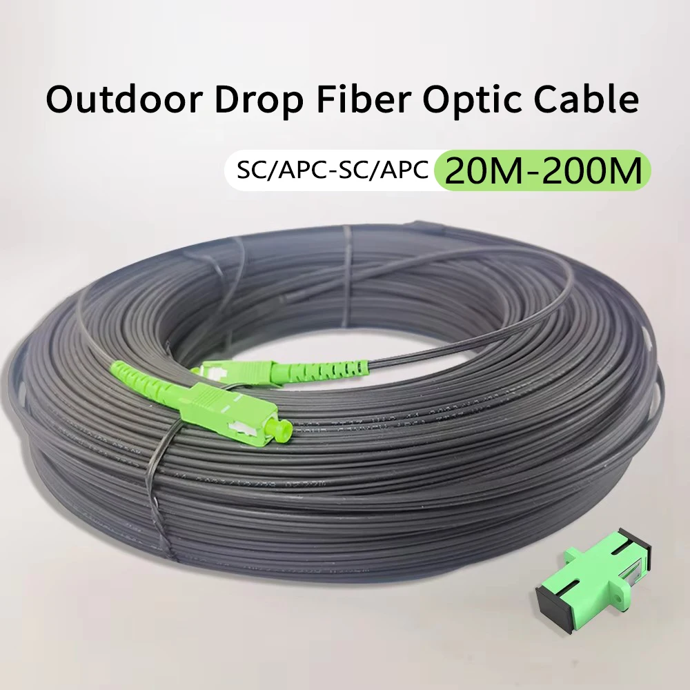 SC/APC-SC/APC Outdoor Drop Fiber Optic Cable 20M-200M FTTH Single Mode Single Optical Fiber Connectors Factory Wholesale