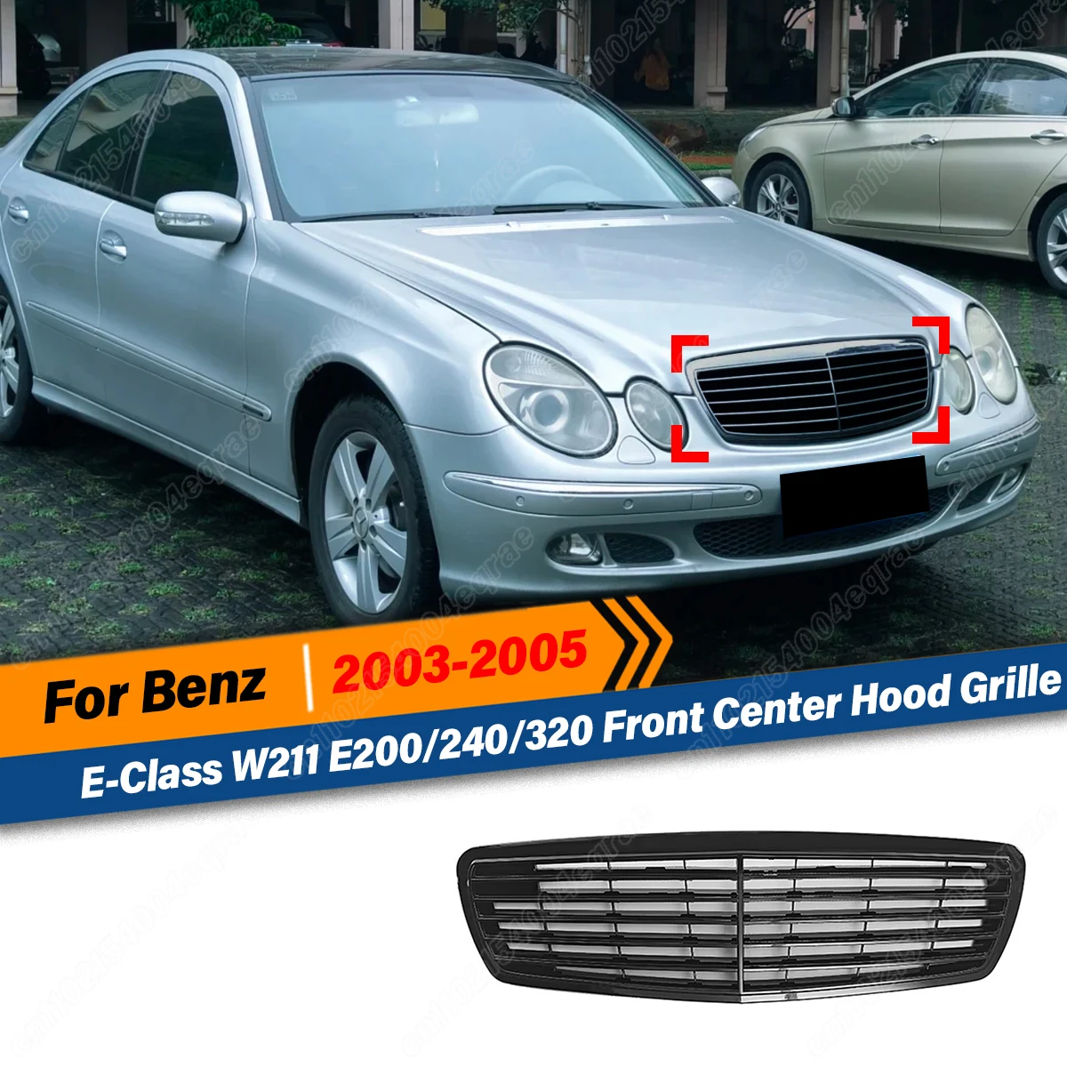 

Для Mercedes-Benz E-Class W211 E200 E240 E320 2003-2006: Передняя центральная решетка радиатора, бампер, автомобильные аксессуары, обвесы