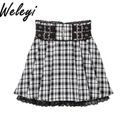 Jirai Kei Rojita Plaid Skirt Kawaii Ropa De Mujer Y2k Skirts Sweet Mine Wind High Waist Pocket Faldas Short Pleated Skirts Jupes