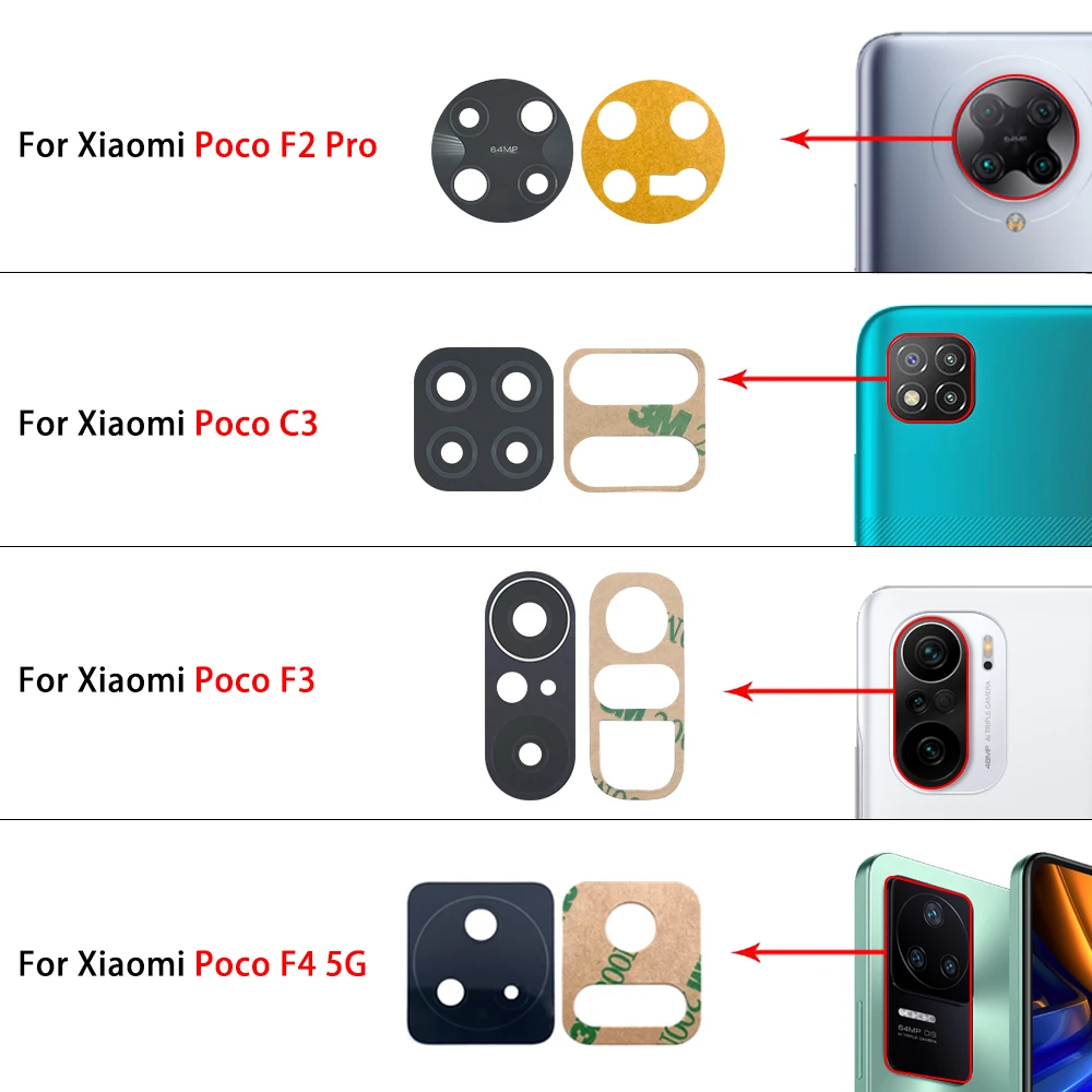 NEW Tested Camera Lens Back Rear Camera Glass Lens with Ahesive For Xiaomi Mi Poco C40 X3 GT F3 F4 F2 Pro M4 X4 F5 Pro 5G M3