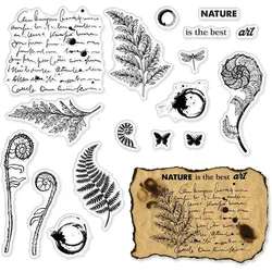 Fern Plants Leaves Clear Rubber Stamps Butterfly Dragonfly Nature Vinatge Transparent Silicone Stamp for Scrapbooking Journal